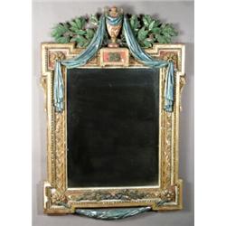 Italian Neoclassical Style Polychrome and Giltwood Mirror...