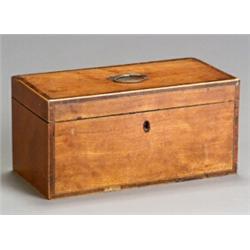 George III Harewood Crossbanded Satinwood Tea Caddy...