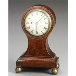 George III Satinwood Inlaid Mahogany Balloon Mantel Clock...