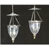 Image 1 : Pair of George III Style Brass and Glass Three-Light Ceiling Fixtures...