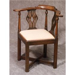 George III Walnut Corner Armchair...