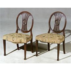 Pair of George III Mahogany and Floral Needlepoint Tapestry Upholstered Side Chairs...