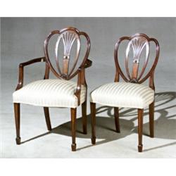 Set of Seven George III Style Lightwood Inlaid Mahogany Dining Chairs...