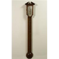 George III Style Inlaid Walnut Stick Barometer...