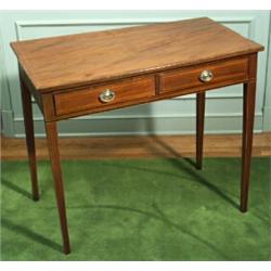 George III Style Satinwood and Ebonized Wood Inlaid Mahogany Side Table...