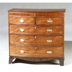 George III Style Crossbanded Mahogany Bow-Front Chest of Drawers...