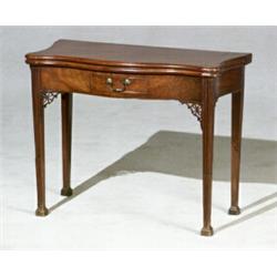 George III Mahogany Serpentine Fold-Top Tea Table...