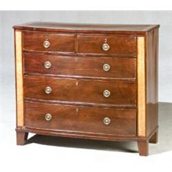 George III Style Bird's-Eye Maple and Mahogany Chest of Drawers...