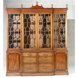 George III Style Mahogany Breakfront Bookcase...