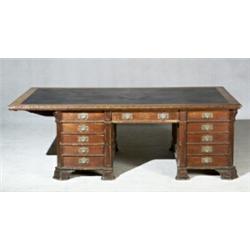 George III Style Oak Partner's Desk...