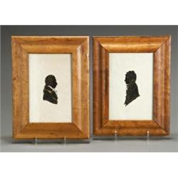 Pair of American Silhouettes of a Gentleman and a Lady...