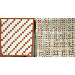 Two American Pieced Cotton and Quilted Coverlets...