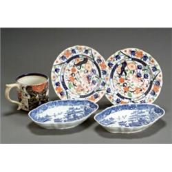 Group of Five English Chinoiserie Ceramic Table Articles...