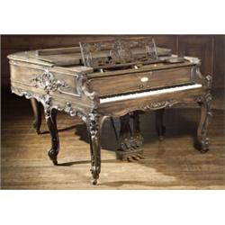 Steinway & Sons Louis XV Style Walnut Stained Baby Grand Piano...