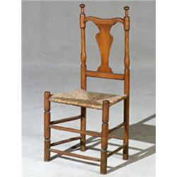 Queen Anne Turned Maple Rush Seat Side Chair...