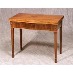 Federal Satinwood Inlaid Mahogany Serpentine Fold-Top Card Table...