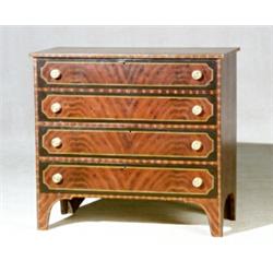 American Grain-Painted and Decorated Pine Blanket Chest of Drawers...