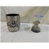 Image 1 : LOT 2 PEWTER FOOTBALL CAN COZY AND BOTTLE STOPPER