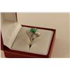 Image 2 : LADIES PLATINUM NATURAL EMERALD & DIAMOND SET DRESS RING SET WITH 32 TAPERED  BAGUETTE CUT DIAMONDS