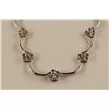 Image 2 : 14KT WHITE GOLD DIAMOND SET CHOKER LENGTH NECKLACE IN A FLORAL CLUSTER DESIGN.  HOLDS A  TOTAL OF