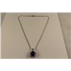 Image 1 : ONE 14KT WHITE GOLD NATURAL TANZANITE & DIAMOND PENDANT MICRO CLAW-PAVE SET WITH 42 ROUND BRILLIANT