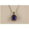 Image 2 : ONE 14KT WHITE GOLD NATURAL TANZANITE & DIAMOND PENDANT MICRO CLAW-PAVE SET WITH 42 ROUND BRILLIANT