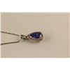 Image 3 : ONE 14KT WHITE GOLD NATURAL TANZANITE & DIAMOND PENDANT MICRO CLAW-PAVE SET WITH 42 ROUND BRILLIANT
