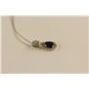 Image 2 : ONE 14KT WHITE GOLD NATURAL BLUE SAPPHIRE & DIAMOND SET PENDANT SET WITH 31 ROUND BRILLIANT CUT