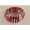 Image 1 : ONE STERLING SILVER PROMOTIONAL QUALITY RUBY BANGLE STYLE BRACELET SET WITH 228 OVAL MIXED CUT