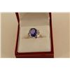 Image 1 : LADIES 14KT WHITE GOLD NATURAL TANZANITE & DIAMOND SET DRESS RING.  IS BEAD SET WITH 4 SINGLE CUT