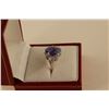 Image 2 : LADIES 14KT WHITE GOLD NATURAL TANZANITE & DIAMOND SET DRESS RING.  IS BEAD SET WITH 4 SINGLE CUT