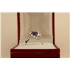 Image 3 : LADIES 14KT WHITE GOLD NATURAL TANZANITE & DIAMOND SET DRESS RING.  IS BEAD SET WITH 4 SINGLE CUT