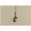 Image 1 : ONE 14KT WHITE GOLD MULTI COLOUR SAPPHIRE & DIAMOND SET PENDANT SET WITH 1 OVAL MIXED CUT PINK, 1