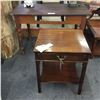 Image 1 : PAIR OF ANTIQUE TABLES A COUNTRY KITCHEN TABLE AND VINTAGE MAHOGANY SIDE TABLE
