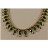 Image 2 : 14KT YELLOW GOLD NATURAL EMERALD & WHITE SAPPHIRE NECKLACE SET WITH 40 OVAL MIXED CUT NATURAL