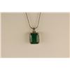 Image 1 : 14KT WHITE GOLD NATURAL EMERALD & DIAMOND SET PENDANT SET WITH 44 ROUND BRILLIANT CUT DIAMONDS