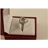 Image 2 : ONE LADIES 14KT WHITE GOLD DIAMOND SET ENGAGEMENT RING. MADE IN A TRIANGULAR SHAPED HALO CLUSTER,