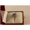 Image 2 : LADIES 14KT WHITE GOLD NATURAL EMERALD & DIAMOND SET DRESS RING IN A CLASSIC RECTANGULAR SHAPED