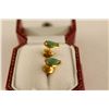 Image 2 : ONE PAIR OF 14KT YELLOW GOLD NATURAL BURMESE JADEITE EARRINGS. SET WITH 2 PEAR SHAPED NATURAL