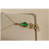 Image 2 : ONE 14KT YELLOW GOLD NATURAL EMERALD AND WHITE SAPPHIRE PENDANT. SET WITH ONE PEAR SHAPED EMERALD