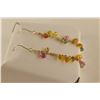 Image 2 : PAIR OF 14KT YELLOW GOLD DANGLING FANCY COLOUR SAPPHIRE EARRINGS WHICH HOLDS 16 PEAR SHAPED