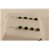 Image 2 : PAIR OF 14KT YELLOW GOLD NATURAL EMERALD DANGLING EARRINGS BEZEL SET WITH 8 STEP CUT NATURAL