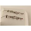 Image 2 : PAIR OF 14KT WHITE GOLD DANGLING PINK & WHITE SAPPHIRE EARRINGS BEZEL SET WITH 8 ROUND MIXED CUT