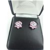 Image 2 : ONE PAIR OF 14KT WHITE GOLD NATURAL TANZANITE AND DIAMOND SET EARRINGS SET WITH 28 DIAMONDS, APPROX