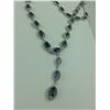 Image 2 : STERLING SILVER NATURAL BLUE TOPAZ AND CUBIC ZIROCNIA NECKLACE  SET WITH 34 BLUE TOPAZ, APPROX