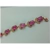 Image 2 : ONE ROSE GOLD PLATED STERLING SILVER CABOCHON CUT GLASS FILLED RUBY AND CUBIC ZIRCONIA BRACELET SET