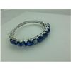 Image 2 : ONE STERLING SILVER BANGLE STYLE BRACELET SET WITH OVAL SHAPED NATURAL KYANITE CABOCHONS . HAS 12