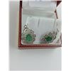 Image 2 : ONE PAIR OF 14KT WHITE GOLD NATURAL EMERALD EARRINGS WITH 2 NATURAL EMERALDS, APPROX 1.05CARAT