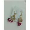 Image 2 : ONE PAIR OF 14KT YELLOW GOLD DANGLING RUBY BRIOLETTE STYLE EARRINGS WITH A TOTAL OF 6 DANGLING