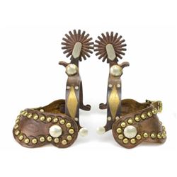 Pair unmarked single mounted spurs Cheyenne
